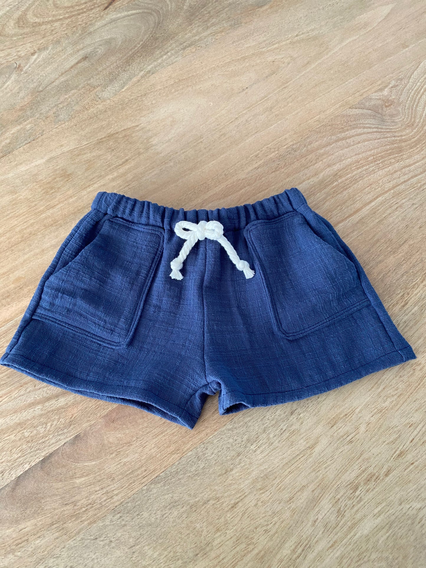 Short Double gaze de coton Marine
